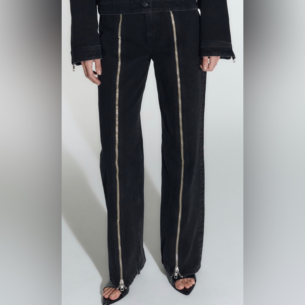 NWT Zara Full Length Zipper Jeans